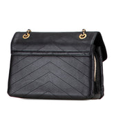 シャネル シェブロン ココマーク チェーン ショルダーバッグ ハンドバッグ ブラック ラムスキン レディース CHANEL 【中古】